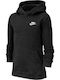 Nike Fleece Kinder Sweatshirt mit Kapuze und Taschen Schwarz