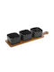 Cryspo Trio Porcelain Dessert Divided Serving Tray with 3 Slots Acacia Black 40x10.5cm 3pcs