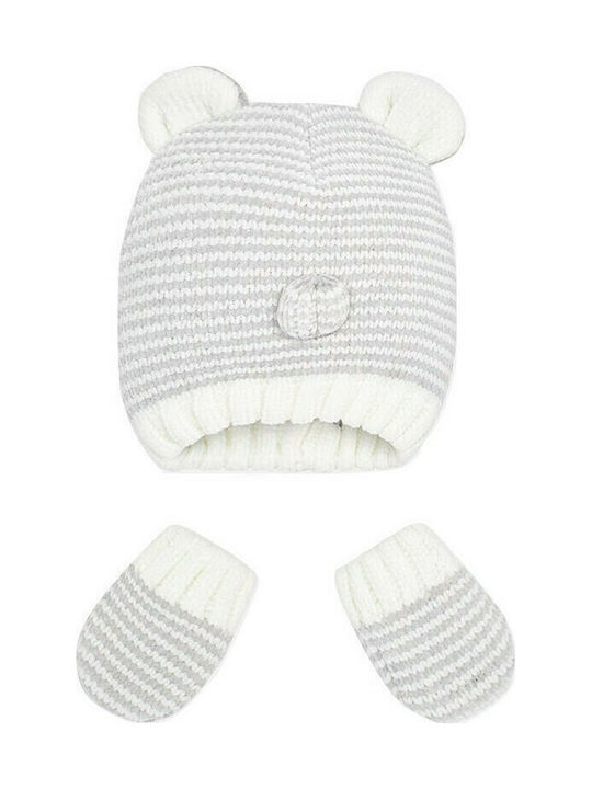 Mayoral Kids Beanie Set with Gloves Knitted Gray