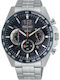Seiko Men's Watch 43.9mm Chronograph Battery with Silver Metal Bracelet