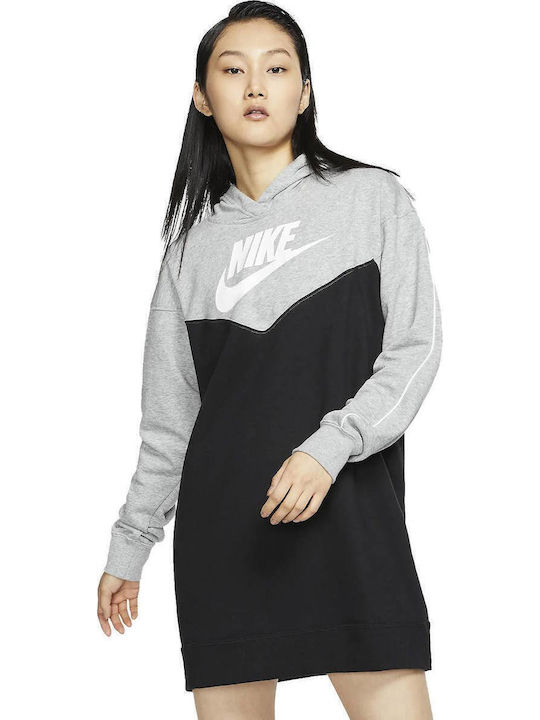 Mini Athletic Dress Long Sleeve Hooded Black Grey BV4844 010