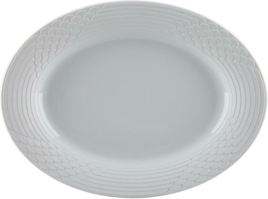 Ionia Platou Oval Plus Mat 33cm Platou de Servire Oval din Porțelan Albă 1buc