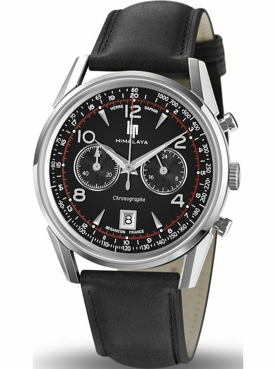 Lip Watches Himalaya Men's Watch 40mm Automatic with Black Leather Strap