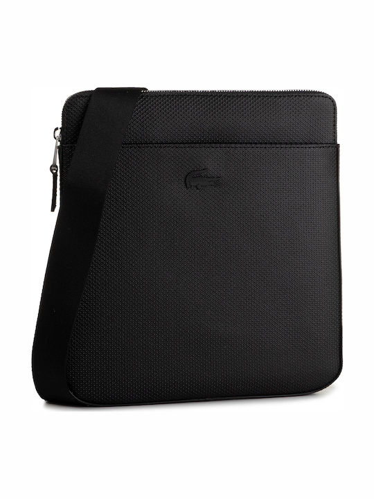 Lacoste Chantaco Leder Herrentasche Schulter Crossbody Schwarz