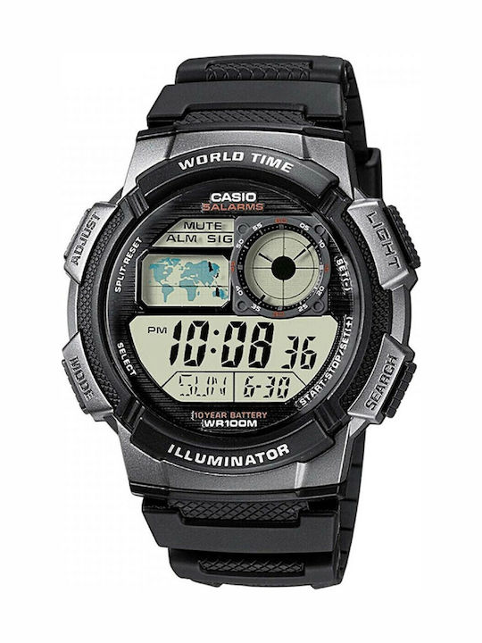 Casio World Time Illuminator Ceas Digital Bărbătesc 44mm Cronograf