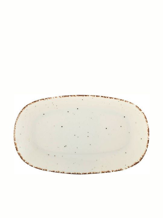 Güral Porselen Side Servierplatte Oval aus Porzellan Beige 29x17cm 1Stück