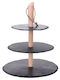 Excellent Houseware Stone Dessert Tower Stand with 3 Tiers Black Ø30cm