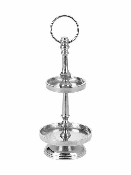 Koopman Metallic Dessert Tower Stand with 2 Tiers Silver Ø13cmxY31cm