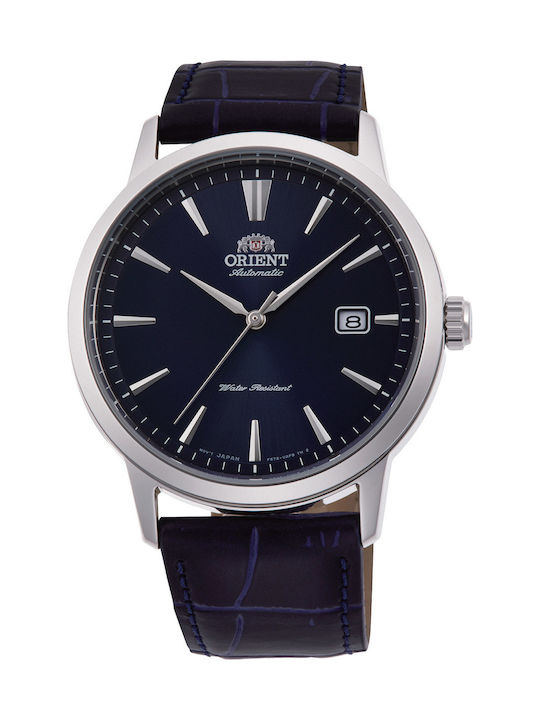 Orient Ρολόι Αυτόματο με Δερμάτινο Λουράκι σε Μπλε χρώμα