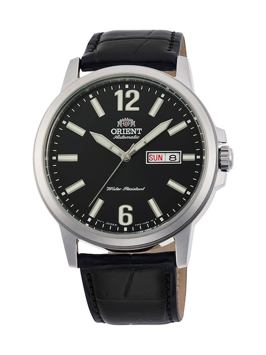 Orient Ρολόι με Δερμάτινο Λουράκι σε Μαύρο χρώμα