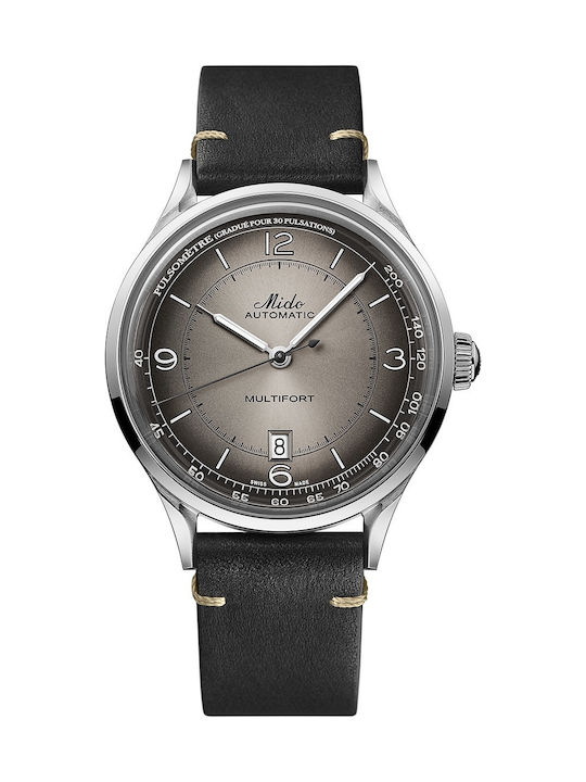 Mido Multifort Patrimony Herrenuhr 40mm Automatisch mit Schwarz Lederarmband