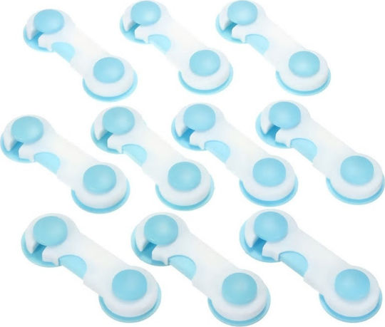 Cabinet & Drawer Protectors with Sticker made of Plastic in Light Blue Color 10x3.8cm 10pcs