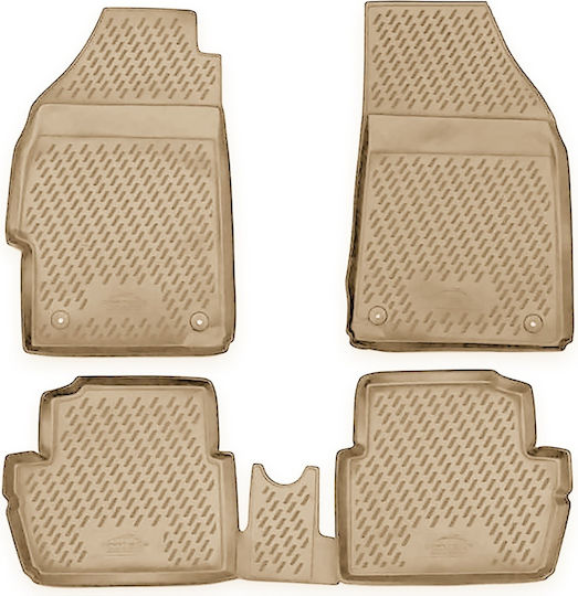 Novline Satz Vorder- und Hintermatten Wannenartig 4Stück aus TPE für Chevrolet Funke 2010-2015 Beige
