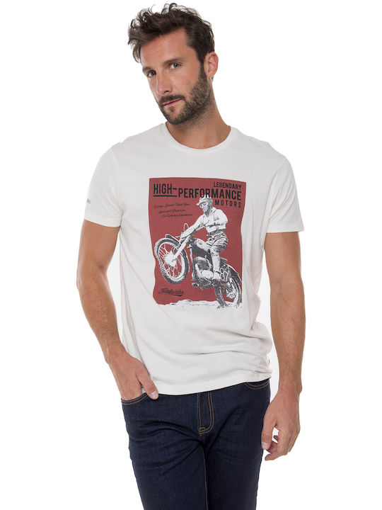 Funky Buddha T-shirt Bărbătesc cu Mânecă Scurtă Off White