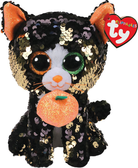 TY Плюшена Котка Beanie Boos Flippables Пайетен Черен Котарак за 3+ Години 23 см