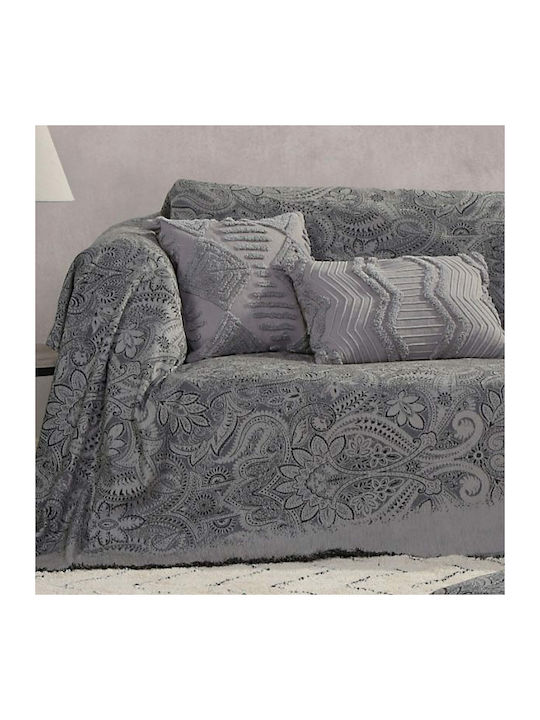 Nef-Nef Homeware Zweisitzer-Sofa Überwurf Rouen Winter 170x250cm Grey