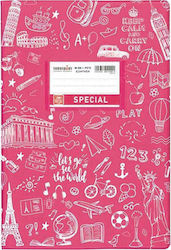 Typotrust Notebook Ruled B5 50 Sheets Special Doodle Pink 1pcs