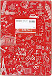 Typotrust Notebook Ruled B5 50 Sheets Special Doodle Red 1pcs