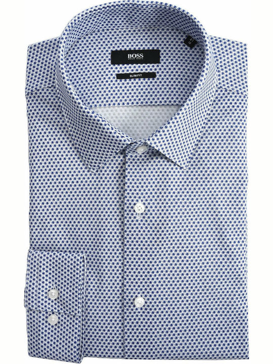 Hugo Boss Men's Shirt Long Sleeve Cotton Blue