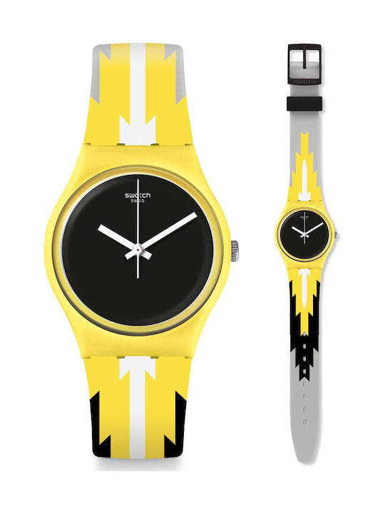 Swatch Swatch-Imala Γυναικείο Ρολόι 34mm Μπαταρίας με Κίτρινο Καουτσούκ Λουράκι