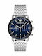 Emporio Armani Aviator Herrenuhr 43mm Chronograph Batterie mit Silber Metallarmband