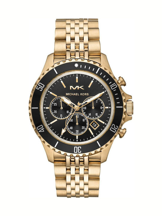 Michael Kors Bayville Ανδρικό Ρολόι 44mm Χρονογράφος Μπαταρίας με Χρυσό Μεταλλικό Μπρασελέ