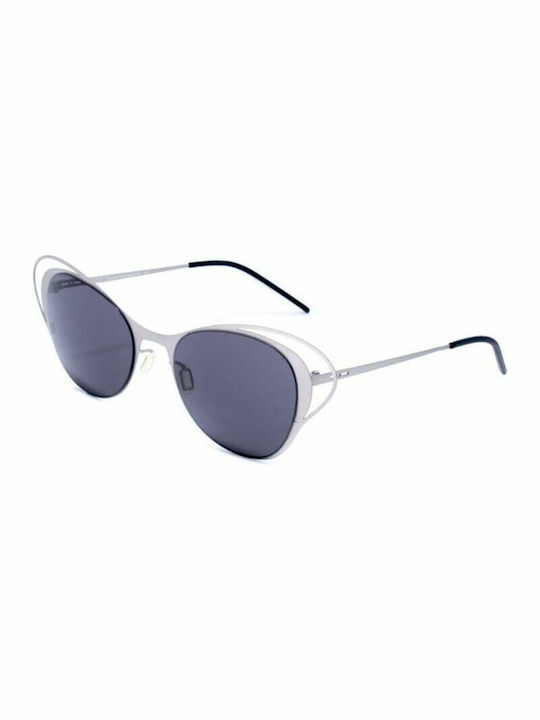 Italia Independent I-Metal Women's Sunglasses with Silver Metal Frame and Blue Lens 0219.075.075