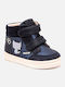 Kids Sneakers High with Scratch Navy Blue