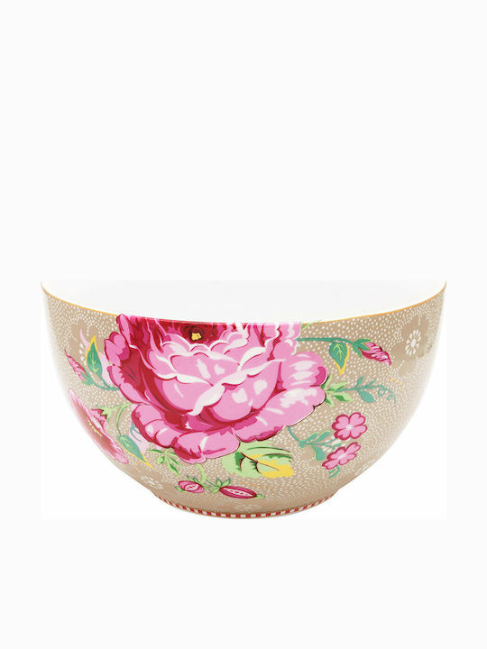 PiP Studio Floral Rose Σαλατιέρα από Πορσελάνη Khaki 18x18x11cm