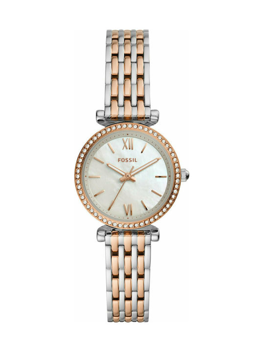 Fossil Carlie Mini Crystals Watch with Pink Gold Metal Bracelet