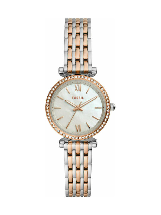 Fossil Carlie Mini Crystals Ceas cu Rose Gold Brățară Metalică