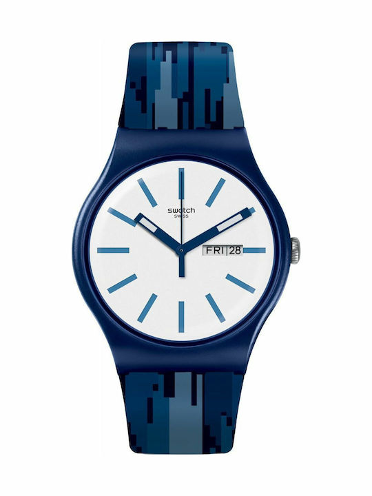 Swatch Fiammablu Women's Watch with Blue Rubber Strap