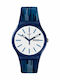 Swatch Fiammablu Women's Watch with Blue Rubber Strap