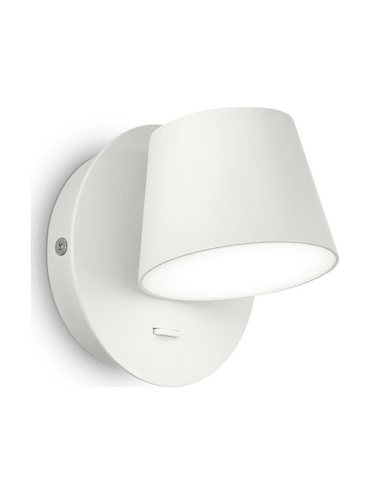 Ideal Lux Gim AP1 Μοντέρνο Φωτιστικό Τοίχου με Ενσωματωμένο LED και Θερμό Λευκό Φως σε Λευκό Χρώμα