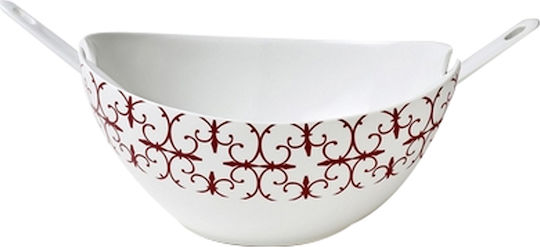 Espiel Set Salad Bowl Plastic Salad Bowl with Salad Spoons White-Red 29x25x14cm