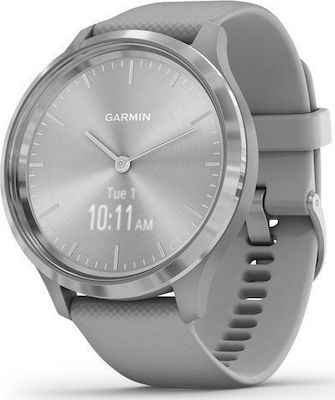 Garmin Vivomove 3 Stainless Steel 44mm Waterproof Smartwatch with Heart Rate Monitor (Powder Gray / Silver)