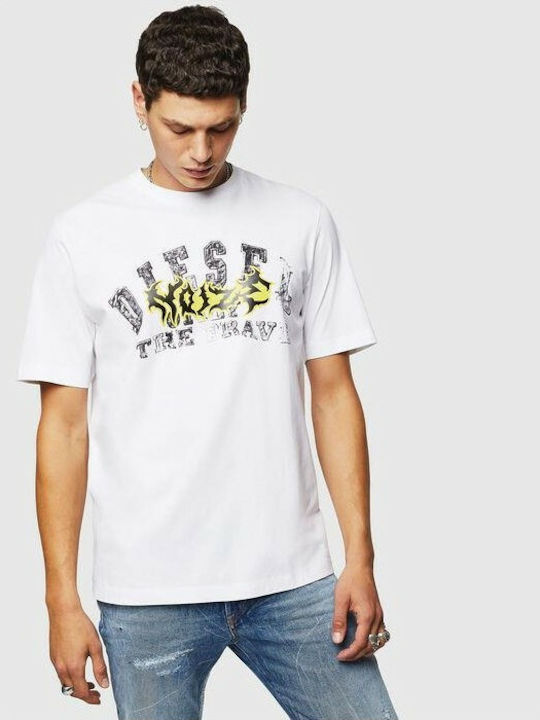 Diesel T-shirt Bărbătesc cu Mânecă Scurtă Alb