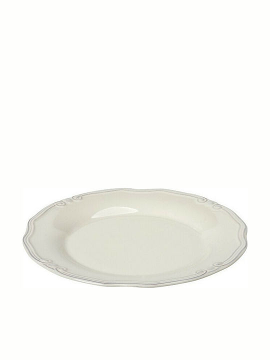 Espiel Tiffany Plate Shallow Ceramic Κρεμ with Diameter 27cm 1pcs