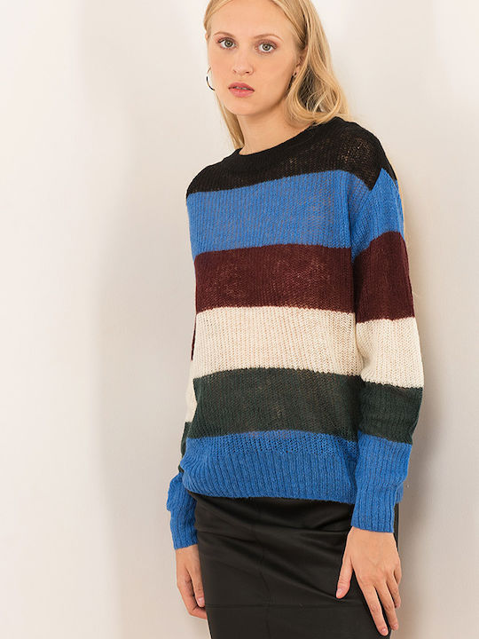 Vero Moda Women's Long Sleeve Sweater Striped Navy Blue