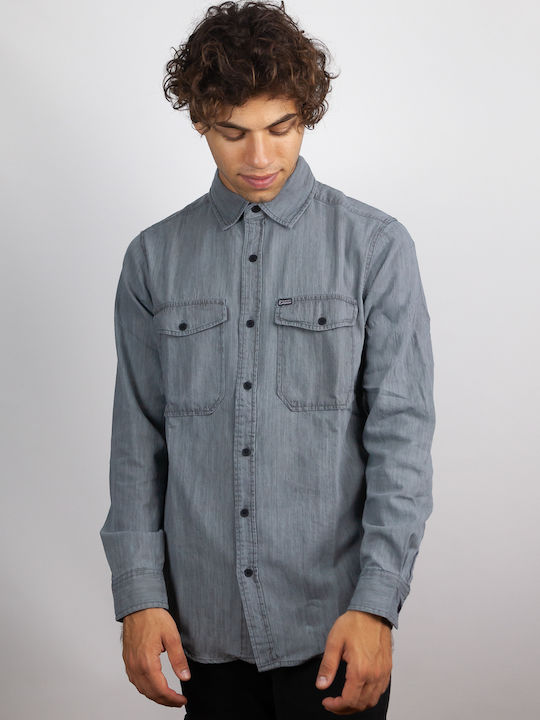 Long-sleeved Denim Shirt Gray