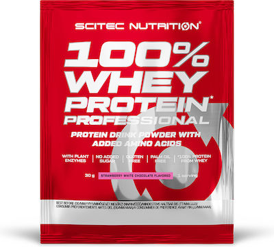 Scitec Nutrition 100% Whey Professional Πρωτεΐνη Ορού Γάλακτος με Γεύση Strawberry White Choco 30gr