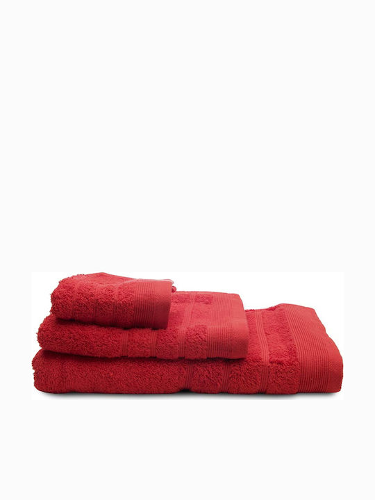 Sunshine Σετ Πετσέτες Μπάνιου 3τμχ Χιμπούρι 21 Red Βάρους 500gr/m²