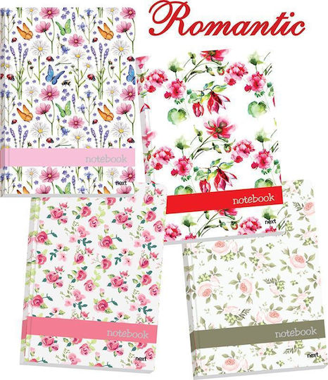 Next Notebook Ruled A6 4 Subjects Romantic 1pcs (Μiscellaneous Designs/Colors)