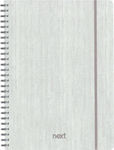 Next Spiral Notebook Ruled A4 4 Subjects Fabric White 1pcs