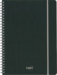 Next Spiral Notebook Ruled B5 140 Sheets 4 Subjects Fabric Gray 1pcs