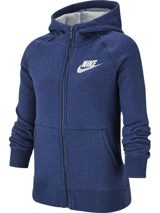 Nike Αθλητική Παιδική Ζακέτα Φούτερ με Κουκούλα Μπλε
