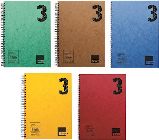 Neohart Spiral Notebook Ruled B5 90 Sheets 3 Subjects Simple 1pcs (Μiscellaneous colours)