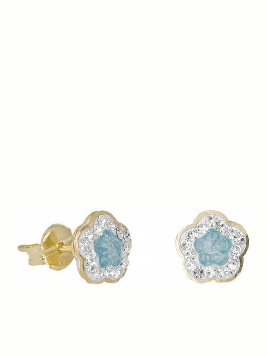 Earrings for children 9K with blue flowers 033921 033921 033921 Gold 9 Carat