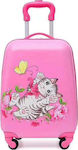 A2S Kitty Children's Cabin Travel Suitcase Hard Pink with 4 Wheels Height 45cm.
