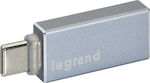 Legrand Μετατροπέας USB-C male σε USB-A female Ασημί (050692)
